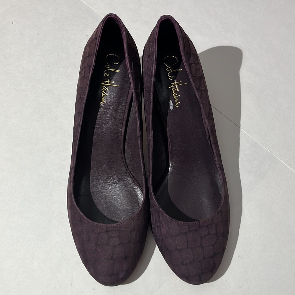 Cole Haan x Nike Air sz 8.5 shoes dark aubergine purple Lainey suede heels pumps - Picture 2 of 11